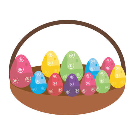 Decorated easter eggs in a basket Vectorのイラスト素材