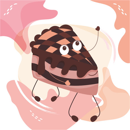 Isolated happy piece of cake cute bakery character Vectorのイラスト素材