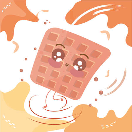 Isolated kawaii cookie with a smile cartoon cute bakery character Vectorのイラスト素材