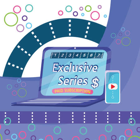 Streaming service concept image Man on couch with tv control Vectorのイラスト素材