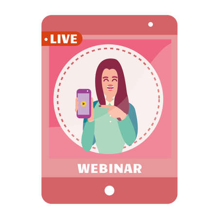 Streaming service concept Woman doing a live on cellphone Vectorのイラスト素材