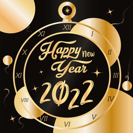 Black happy new year template with golden text Vectorのイラスト素材