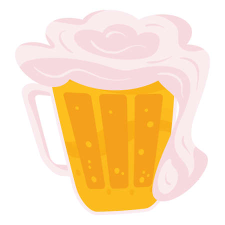 Isolated cartoonish style beer mug with foam Vectorのイラスト素材