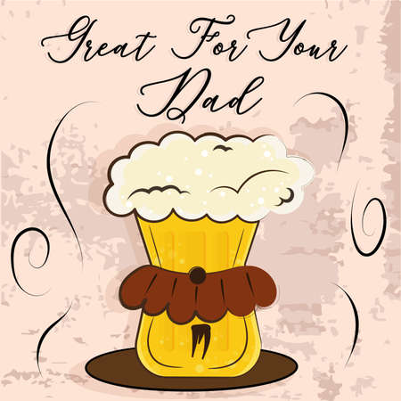 Isolated cute beer glass cartoon Happy father day retro template Vectorのイラスト素材