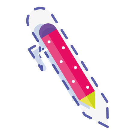 Isolated sketch of a pen with dotted lines School supply Vectorのイラスト素材