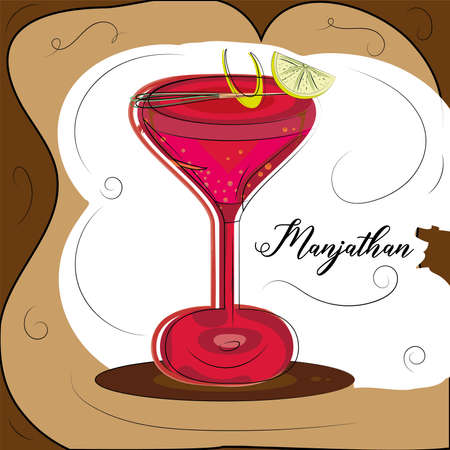 Sketch of a tropical cocktail with lemons Tropical beverage Vectorのイラスト素材