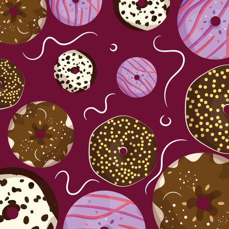 Colored seamless pattern background with donuts with chocolates Vectorのイラスト素材