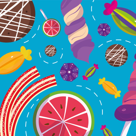 Colored seamless pattern background with candies and lollipops Vectorのイラスト素材