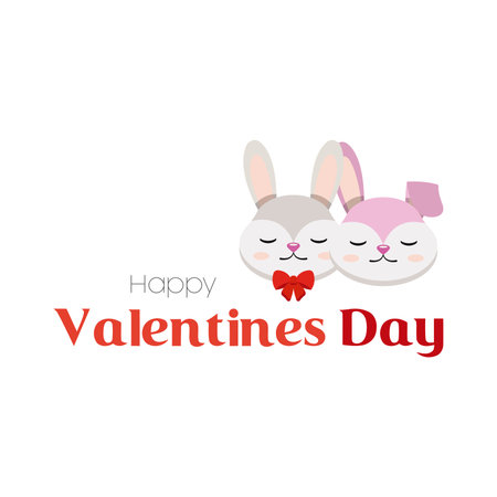 Isolated happy pair of cute rabbits Valentine day Vectorのイラスト素材