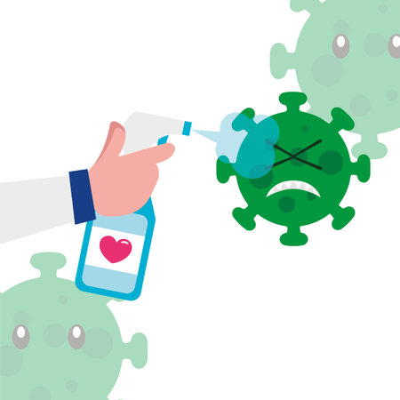 Hand spraying a virus Self care Vectorのイラスト素材