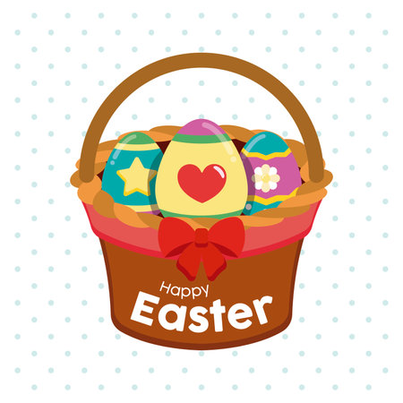 Pastry colored happy easter poster Vectorのイラスト素材