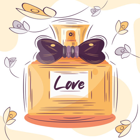 Isolated sketch of a perfume bottle with flowers Vectorのイラスト素材