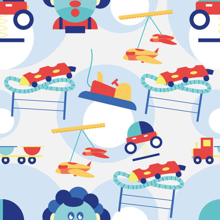 Seamless pattern background with amusement park icons Vectorのイラスト素材
