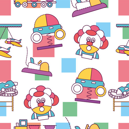 Seamless pattern background with amusement park icons Vectorのイラスト素材