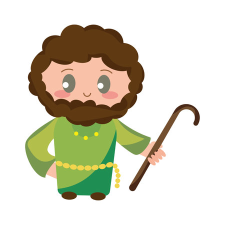 Isolated shepherd cartoon Nativity character Christmas season Vectorのイラスト素材