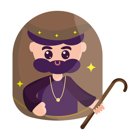 Isolated shepherd cartoon Nativity character Christmas season Vectorのイラスト素材