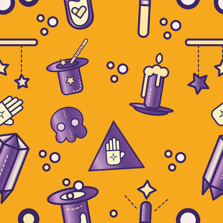 Seamless pattern background with magic icons Vectorのイラスト素材