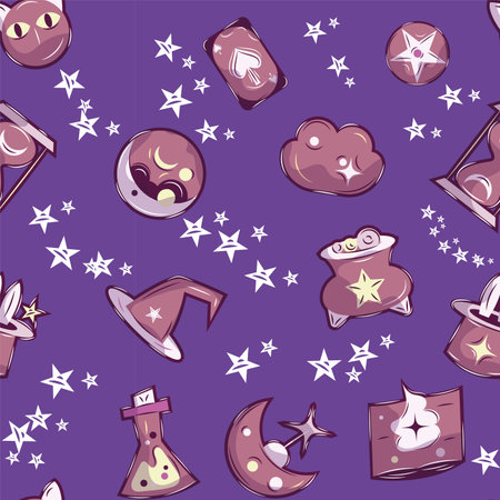 Seamless pattern background with magic icons Vectorのイラスト素材