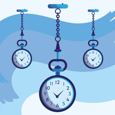 Group of blue pocket watches Vectorのイラスト素材