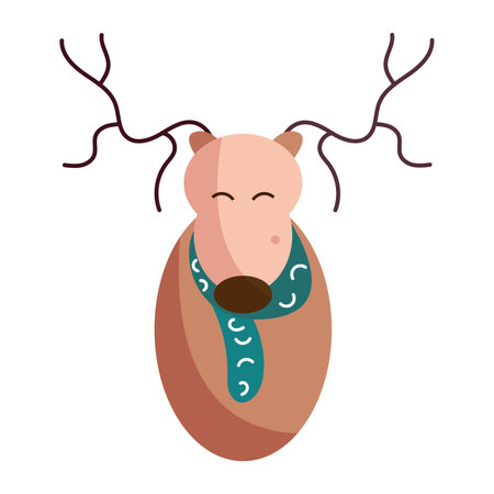 Isolated cute reindeer with scarf winter clothes Vectorのイラスト素材