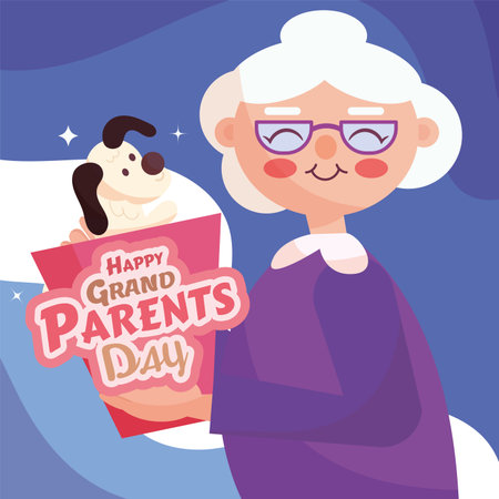 Happy grandparents day poster with happy grandma character Vectorのイラスト素材