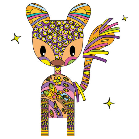 Isolated cat shape colored mandala Vectorのイラスト素材