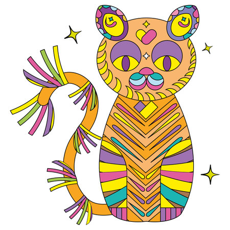 Isolated cat shape colored mandala Vectorのイラスト素材