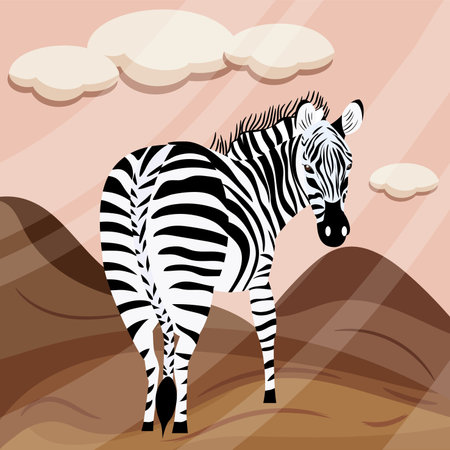 Isolated cute zebra on a safari background Vectorのイラスト素材