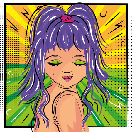 Happy girl character pop art comic page Vectorのイラスト素材