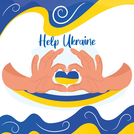 Pair of hands holding a heart shape Help Ukraine concept Vectorのイラスト素材