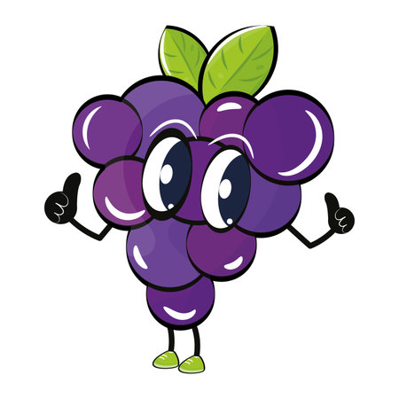 Isolated happy grapes fruit cartoon character Vectorのイラスト素材