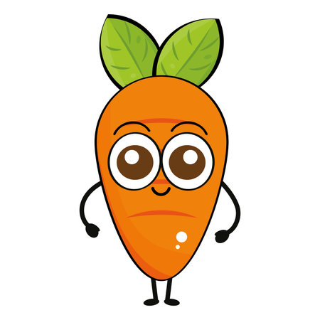 Isolated cute happy carrot cartoon character Vectorのイラスト素材