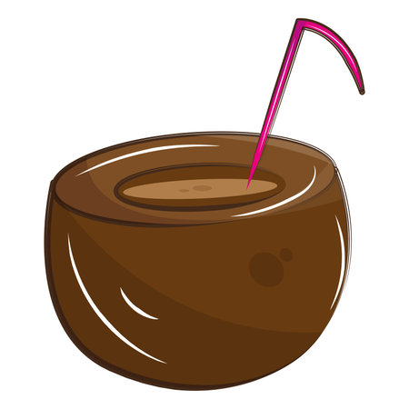 Isolated colored coconut cocktail sketch icon Vectorのイラスト素材