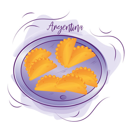 Isolated Baked empanadas Argentinian food Vectorのイラスト素材