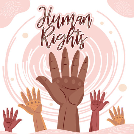 Group of hands protesting for rights Human rights concept Vectorのイラスト素材