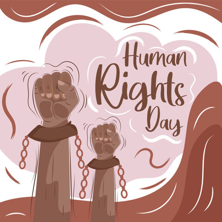 Pair of afroamerican hands with handcuffs Human rights day Vectorのイラスト素材