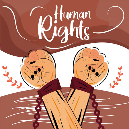 Pair of hands with handcuffs Human rights concept Vectorのイラスト素材