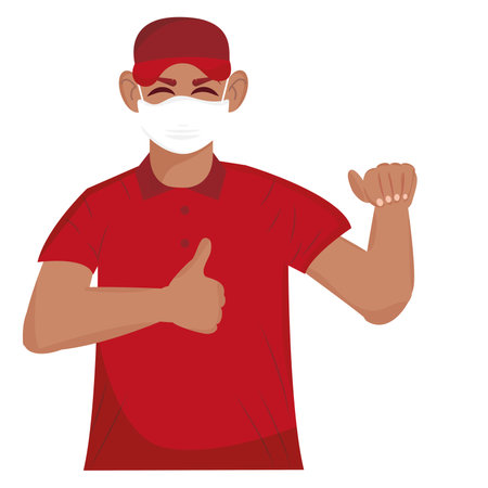 Isolated cute male character cartoon with mask Vectorのイラスト素材