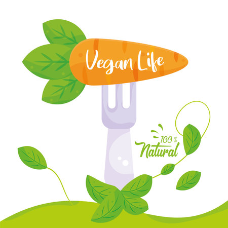 Carrot on a fork Vegan lifestyle Vectorのイラスト素材