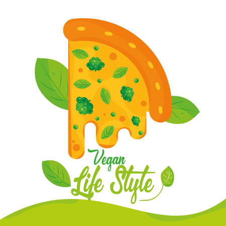 Vegan lifestyle poster with vegan pizza Vectorのイラスト素材