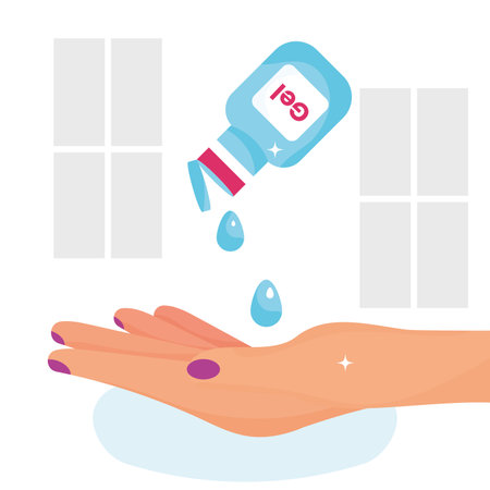 Healthy gel being applied to hand Self Care Vectorのイラスト素材