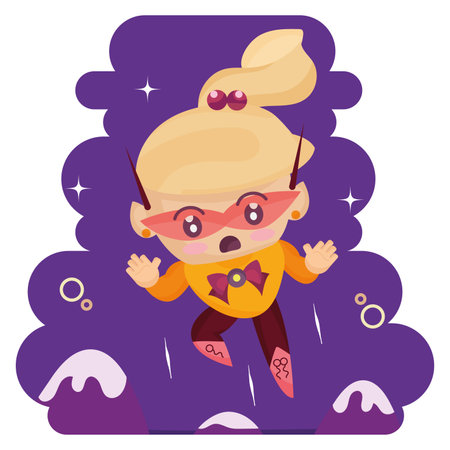 Isolated cute female superhero cartoon character Vectorのイラスト素材