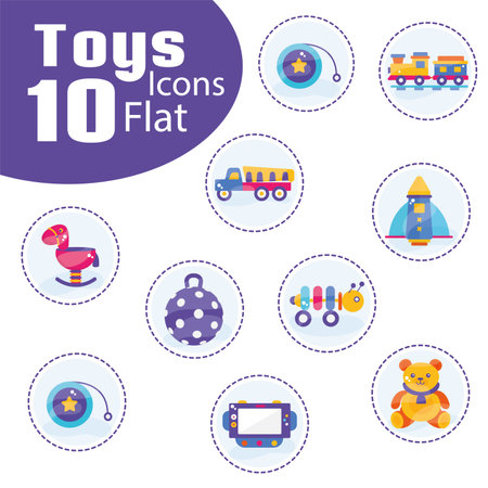 Set of colored toys icons Flat design Vectorのイラスト素材