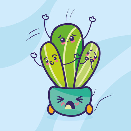 Isolated cute cactus cartoon character Vectorのイラスト素材