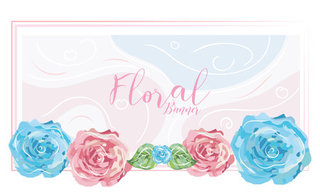 Isolated watercolored floral banner with text Vectorのイラスト素材