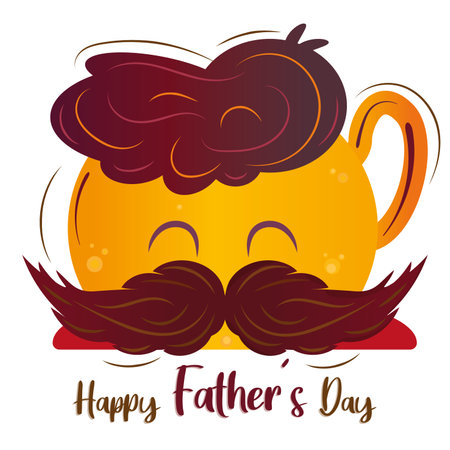 Isolated cute coffee cup with mustache Father day poster Vectorのイラスト素材