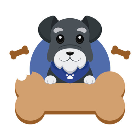 Cute schnauzer with big bone. Vectorのイラスト素材