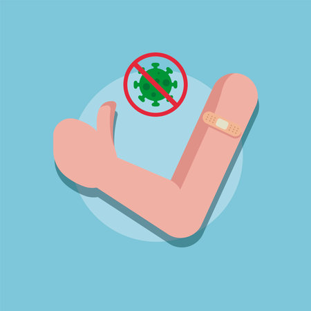 Arm thumbs up with patch. Vectorのイラスト素材
