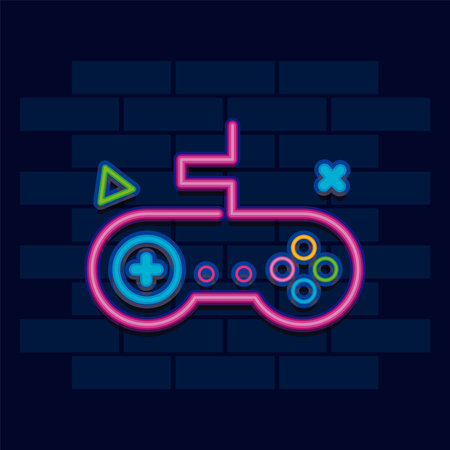 Neon game controller sign. Vectorのイラスト素材