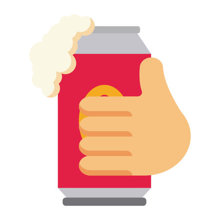 Hand holding red beer can foam. Vectorのイラスト素材